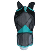 WeatherBeeta Máscara para Moscas ComFiTec Deluxe Fine Mesh con Orejas y Nariz Negro/Turquesa WeatherBeeta Máscara para Moscas ComFiTec Deluxe Fine Mesh con Orejas y Nariz Negro/Turquesa