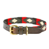 WeatherBeeta Dog Collar Polo Cowdray/Brown/Black/Red/White WeatherBeeta Dog Collar Polo Cowdray/Brown/Black/Red/White