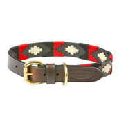 WeatherBeeta Dog Collar Polo Cowdray/Brown/Black/Red/White WeatherBeeta Dog Collar Polo Cowdray/Brown/Black/Red/White