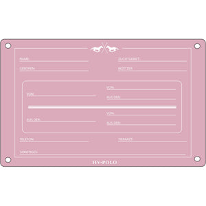 HV Polo Placa de Establo HVPPolo Inglés Pretty Pink HV Polo Placa de Establo HVPPolo Inglés Pretty Pink