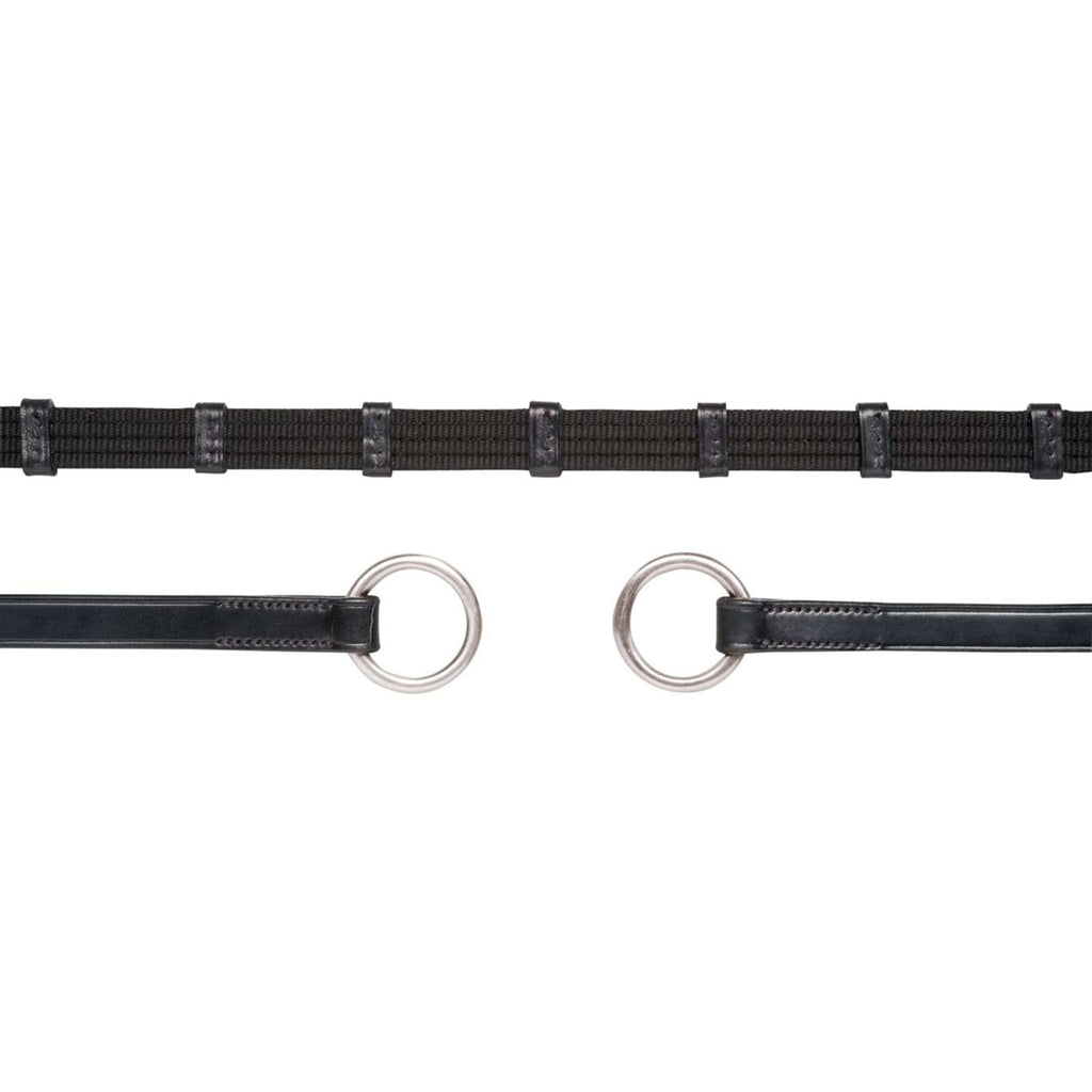 Schockemöhle Riendas con topes y anillo Negro/Plata