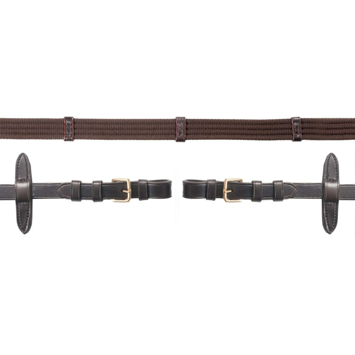 Schockemöhle Riendas con topes Marron oscuro/Oro