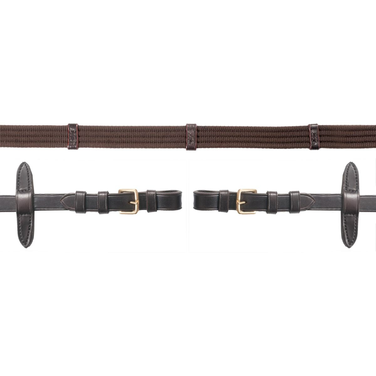 Schockemöhle Riendas con topes Marron oscuro/Oro