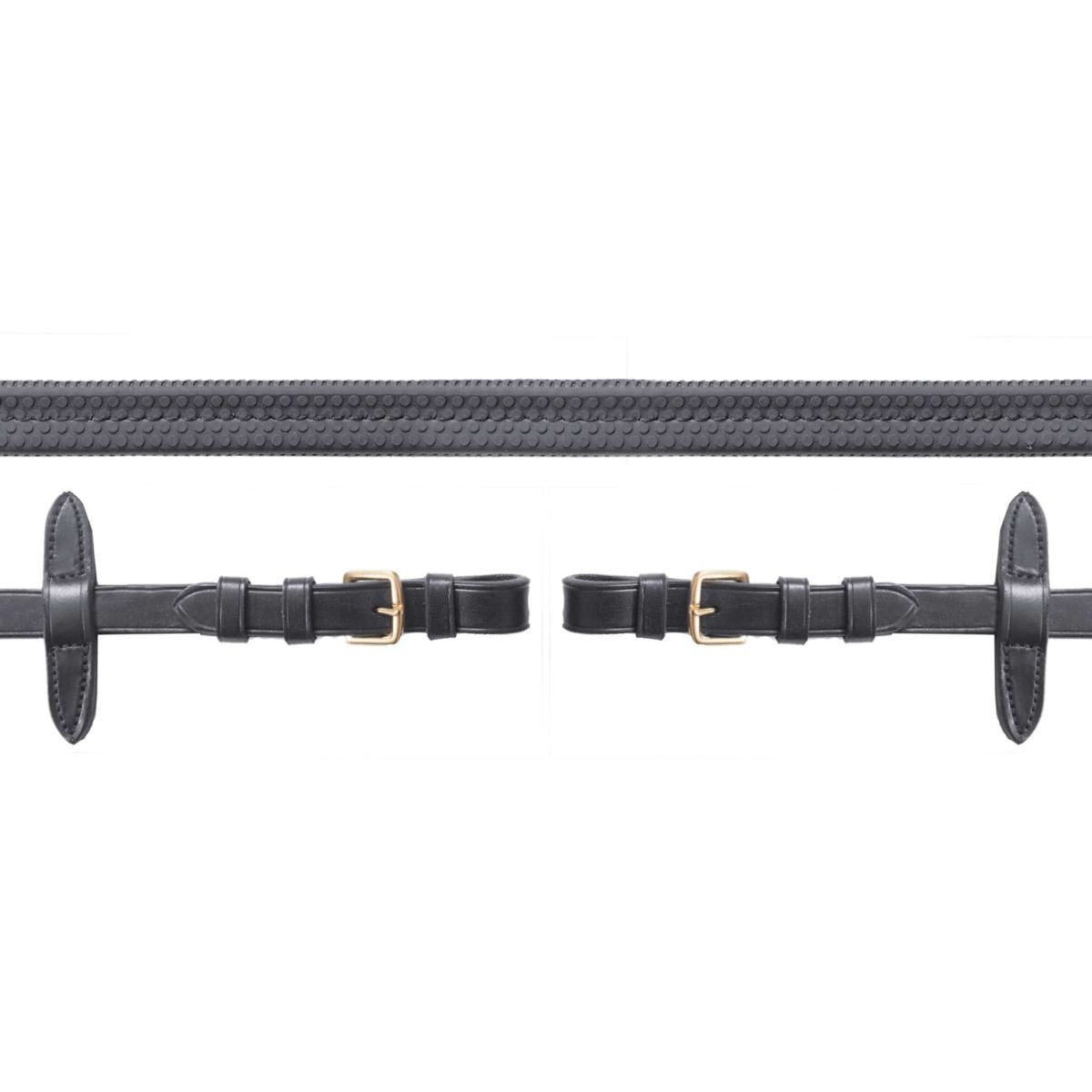 Schockemöhle Riendas Goma con Hebillas Negro/Oro