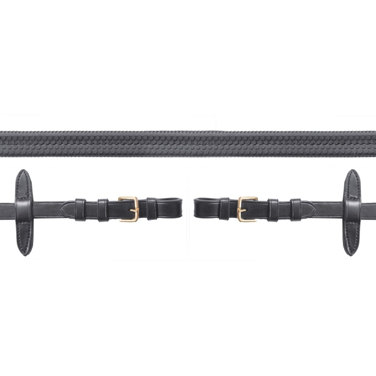 Schockemöhle Riendas Goma con Hebillas Negro/Oro