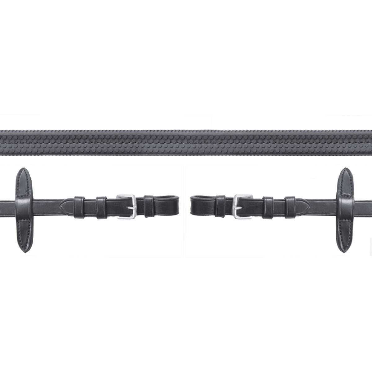 Schockemöhle Riendas Goma con Hebillas Negro/Plata