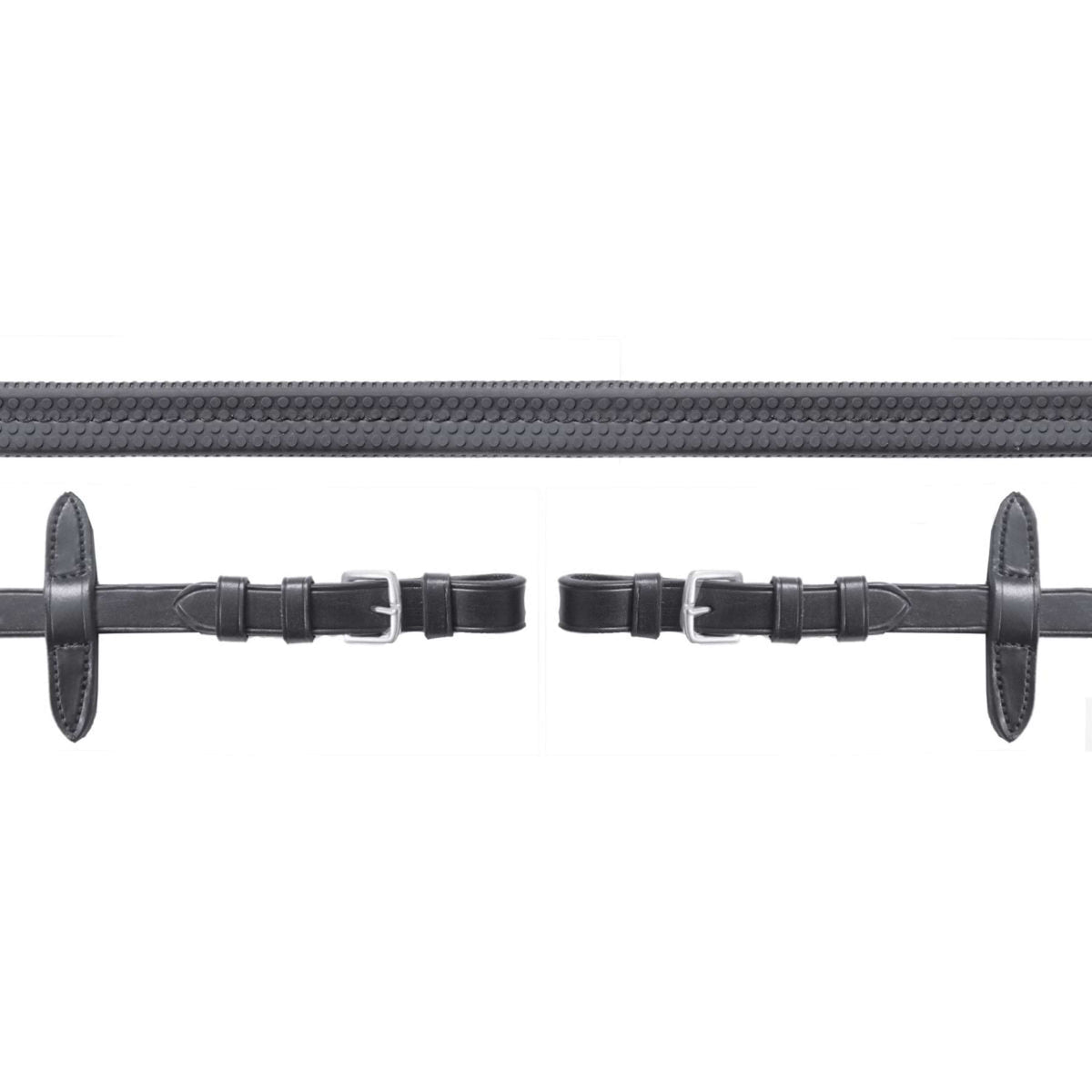 Schockemöhle Riendas Goma con Hebillas Negro/Plata
