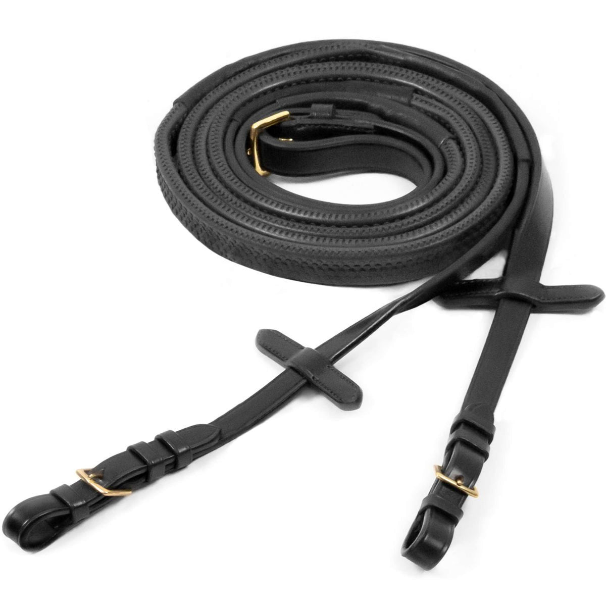 Schockemöhle Riendas Goma con Hebillas Negro/Oro