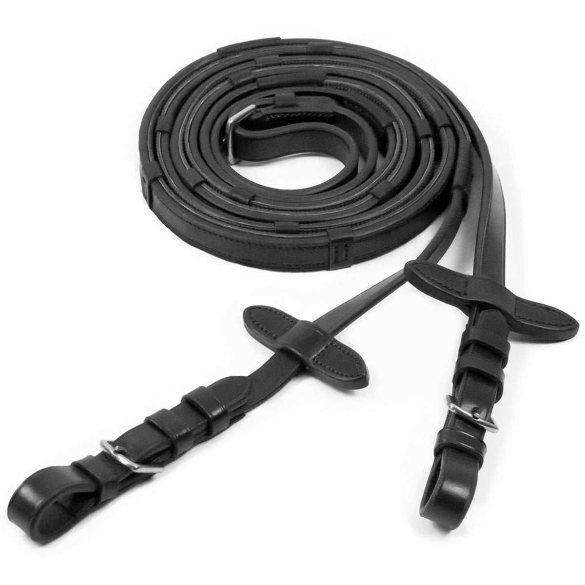 Schockemöhle Riendas Caucho/Piel con Hebillas Negro/Plata