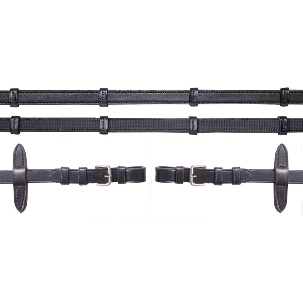 Schockemöhle Riendas Caucho/Piel con Hebillas Negro/Plata