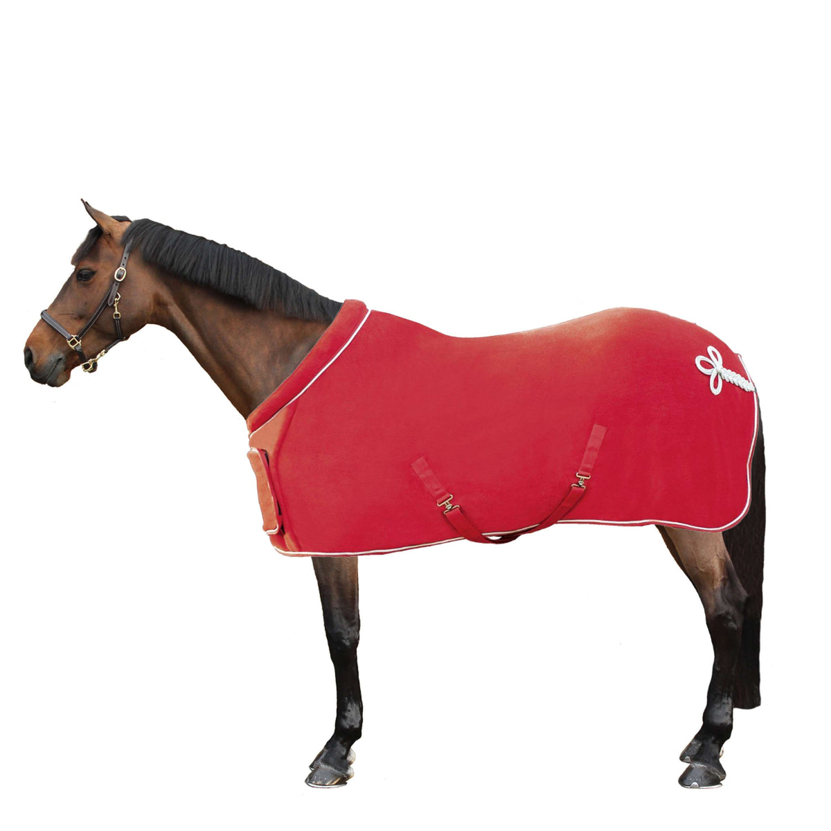 HKM Manta de Forro Polar con Cuello Rojo oscuro