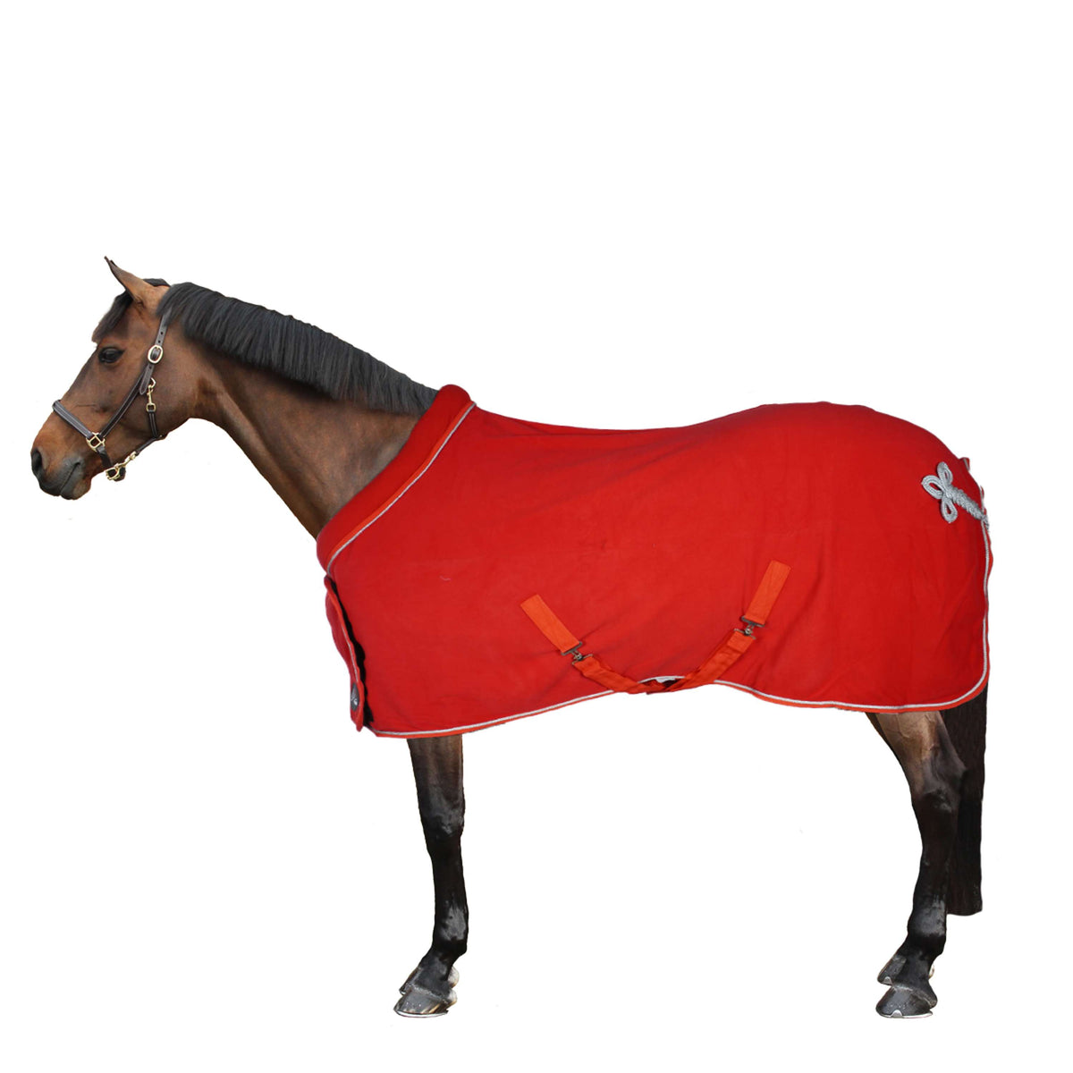 HKM Manta de Forro Polar con Cuello Rojo