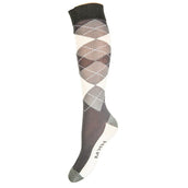 HKM Calcetines de Equitación Check Classico Gris/Vainilla