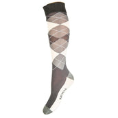 HKM Calcetines de Equitación Check Classico Gris/Vainilla