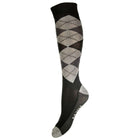 HKM Calcetines de Equitación Check Classico Negro/Gris/Antracita