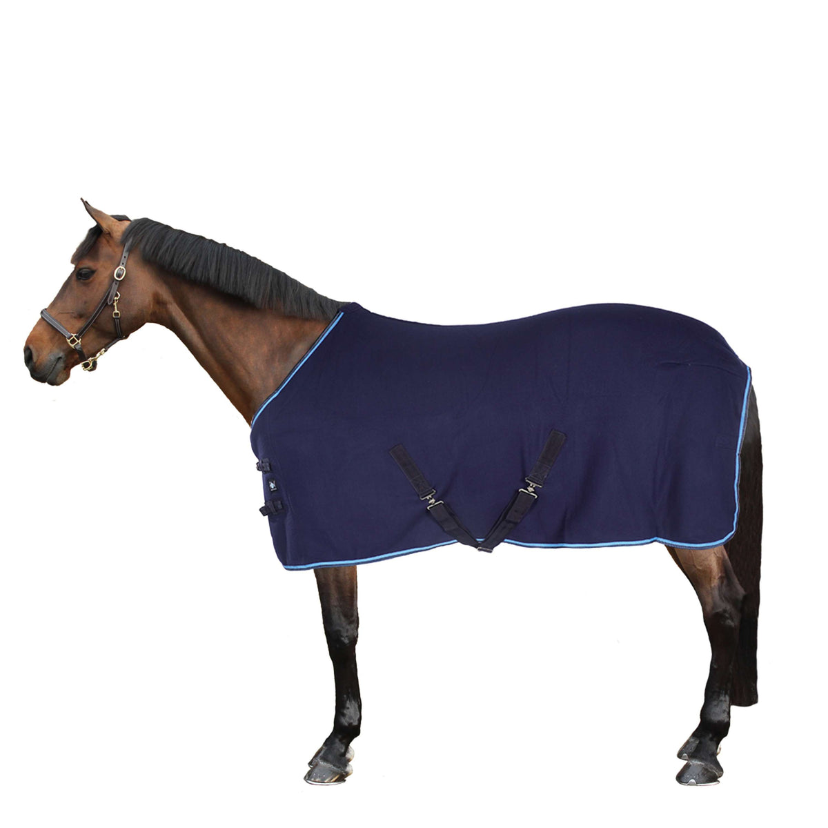 Riding World Manta de Forro Polar Polar con cinchas cruzadas Navy