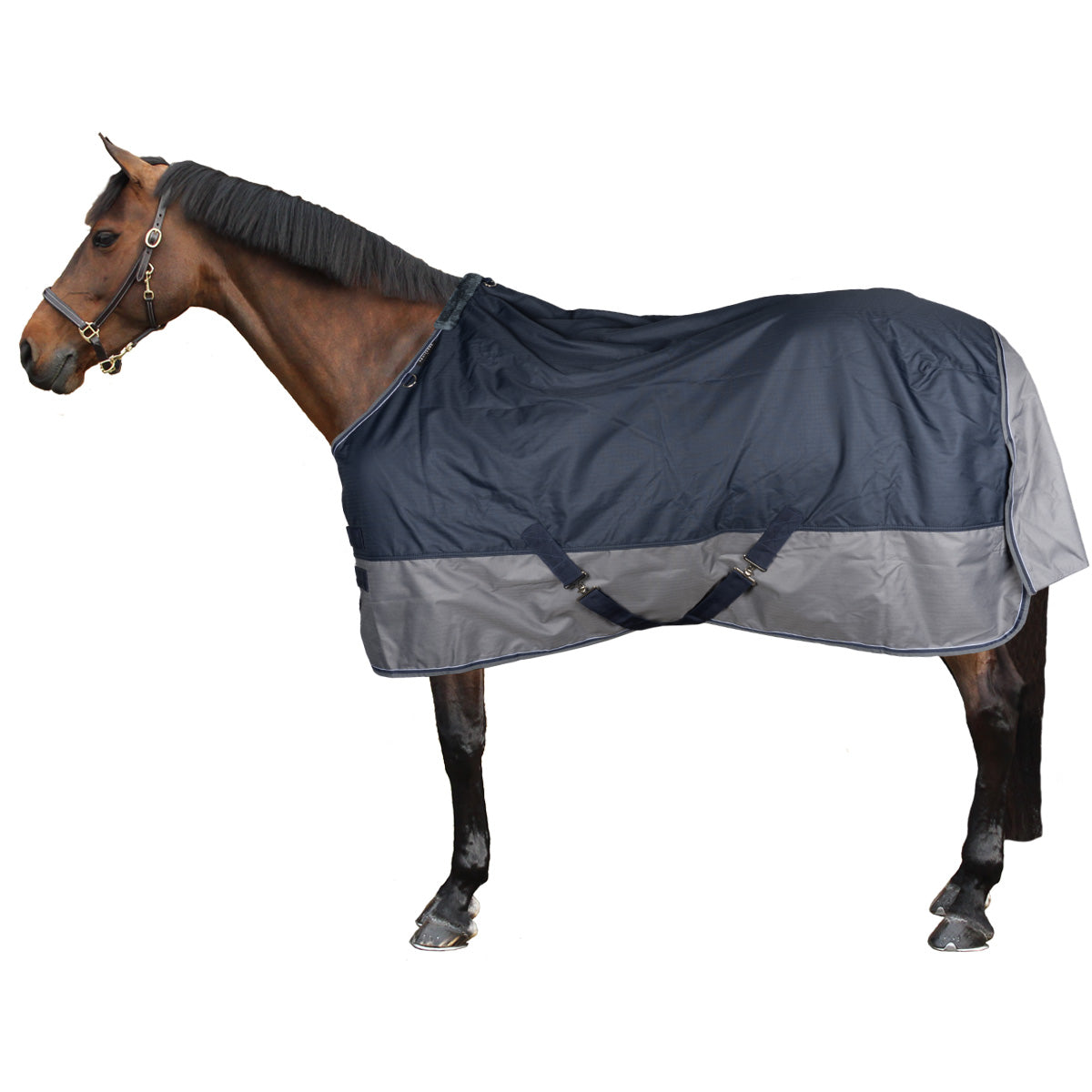 EQUITHÈME Alfombra de Exterior Tyrex 600 D Polar Fleece Azul Marino/Gris