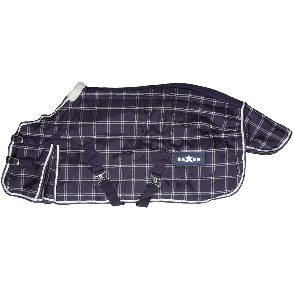 Weatherbeeta Alfombra Saxon 1200D PP Stable Standard Neck Medium A cuadros marino