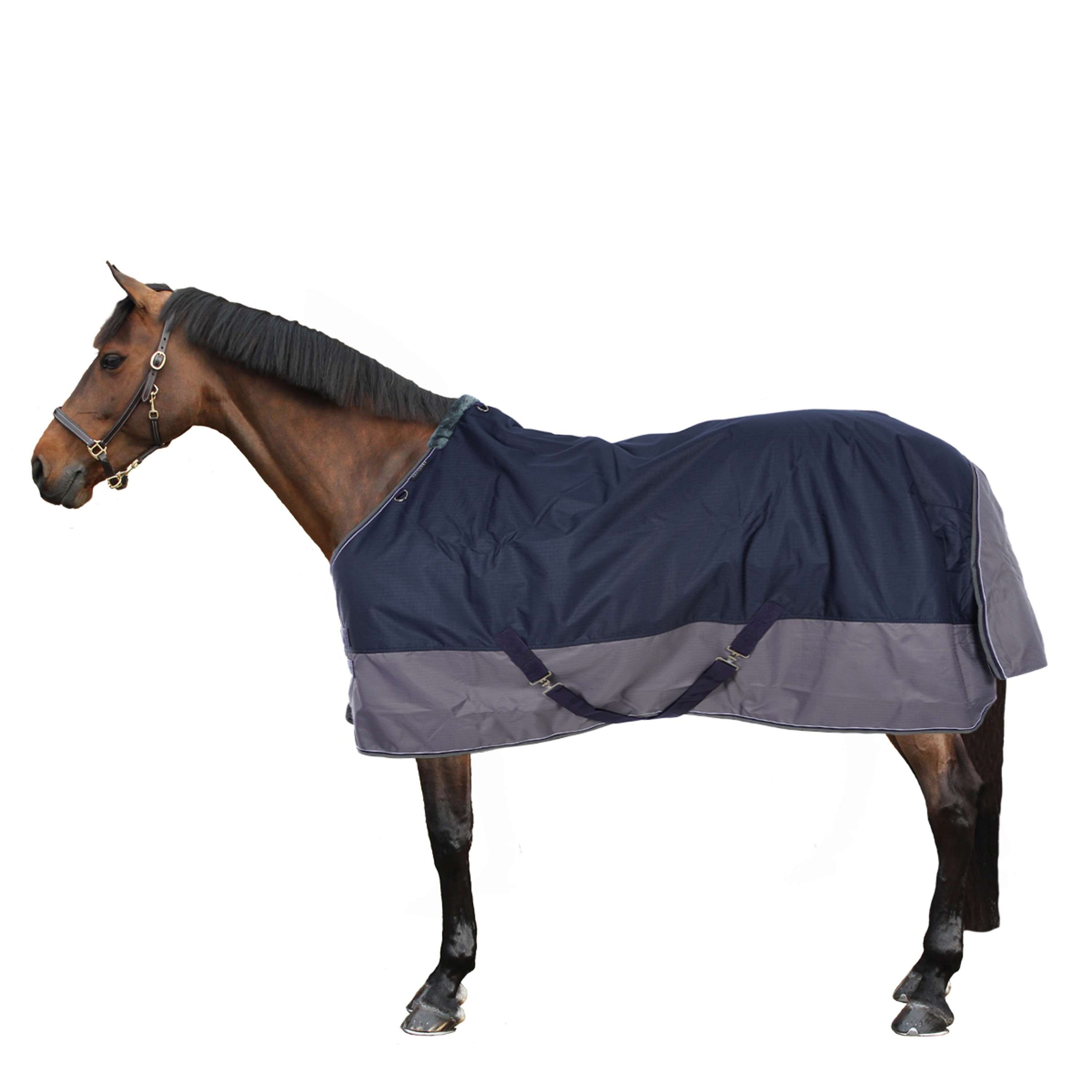 EQUITHÈME Manta Impermeable Tyrex 600D 50g Marino/Gris Puntos