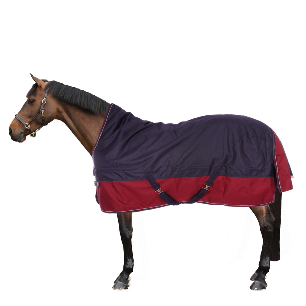 EQUITHÈME Alfombra de Exterior Tyrex 1200D 0g con Media Cuello Navy/Bordeaux