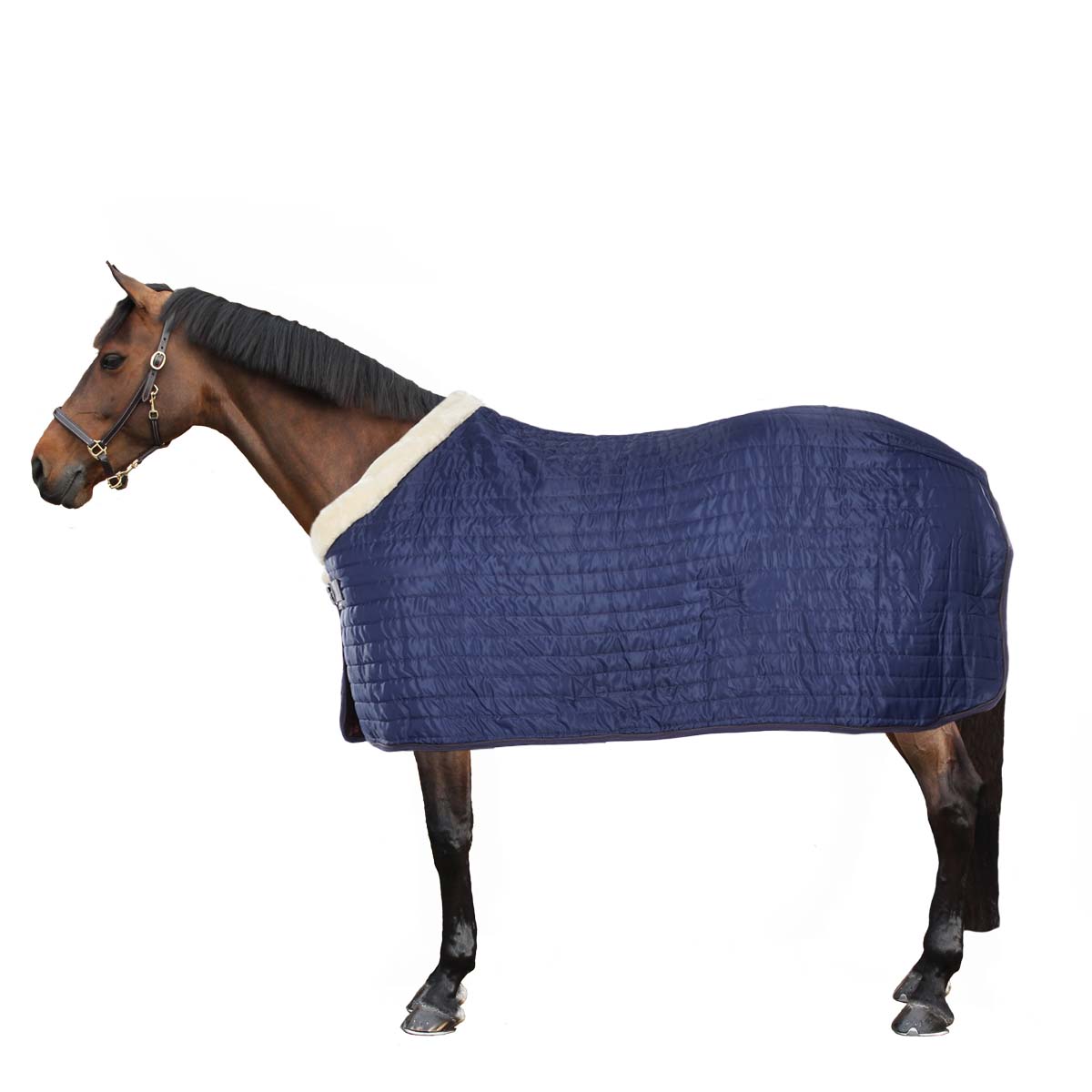 EQUITHÈME Manta de Establo Teddy Forrado con Piel de Oveja Sintética Navy