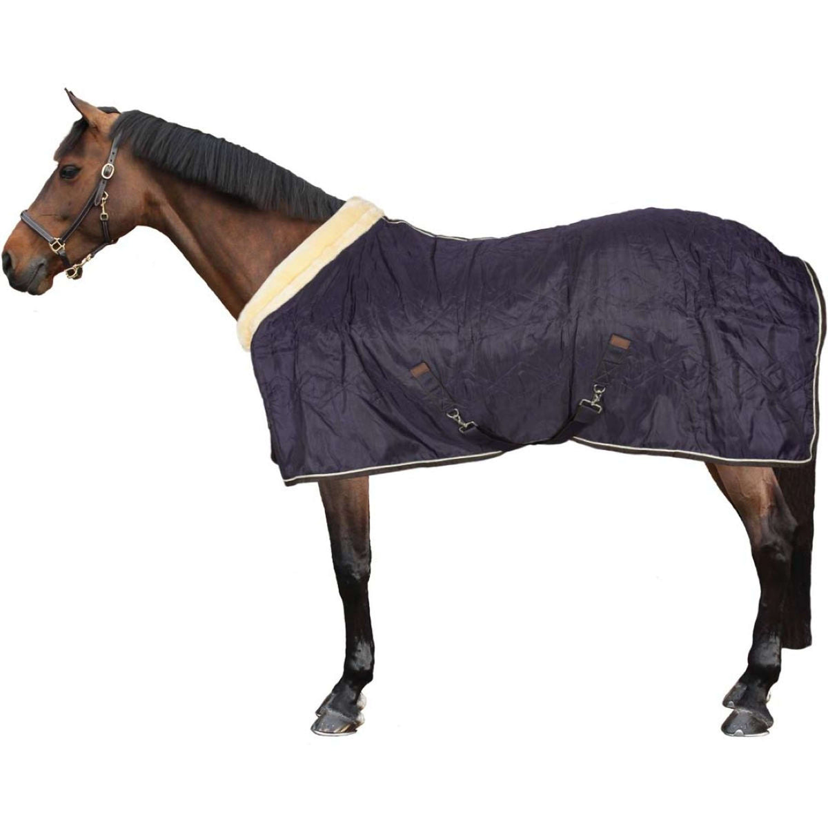 HORKA Manta de Establo Luxe con Cuello Azul