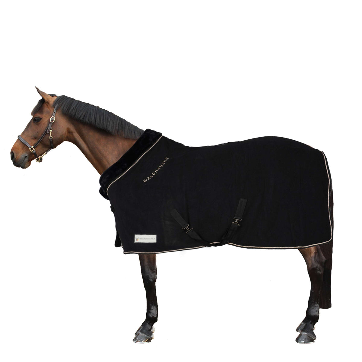 Waldhausen Manta de Forro Polar Modern Negro/Oro Rosa