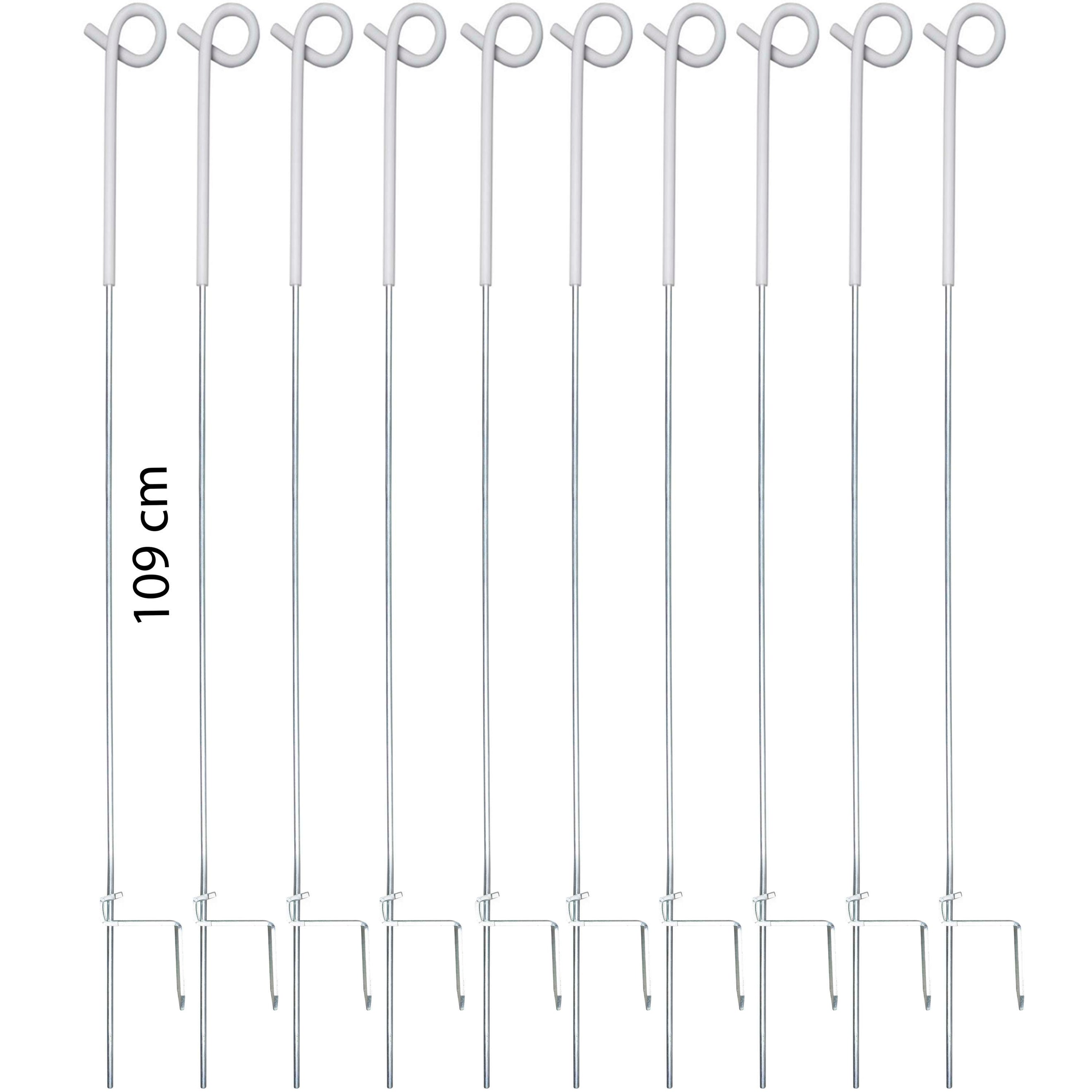 Agradi Power Poste de Cercado Acero de Resorte con Rizo Metal 109cm Blanco Agradi Power Poste de Cercado Acero de Resorte con Rizo Metal 109cm Blanco