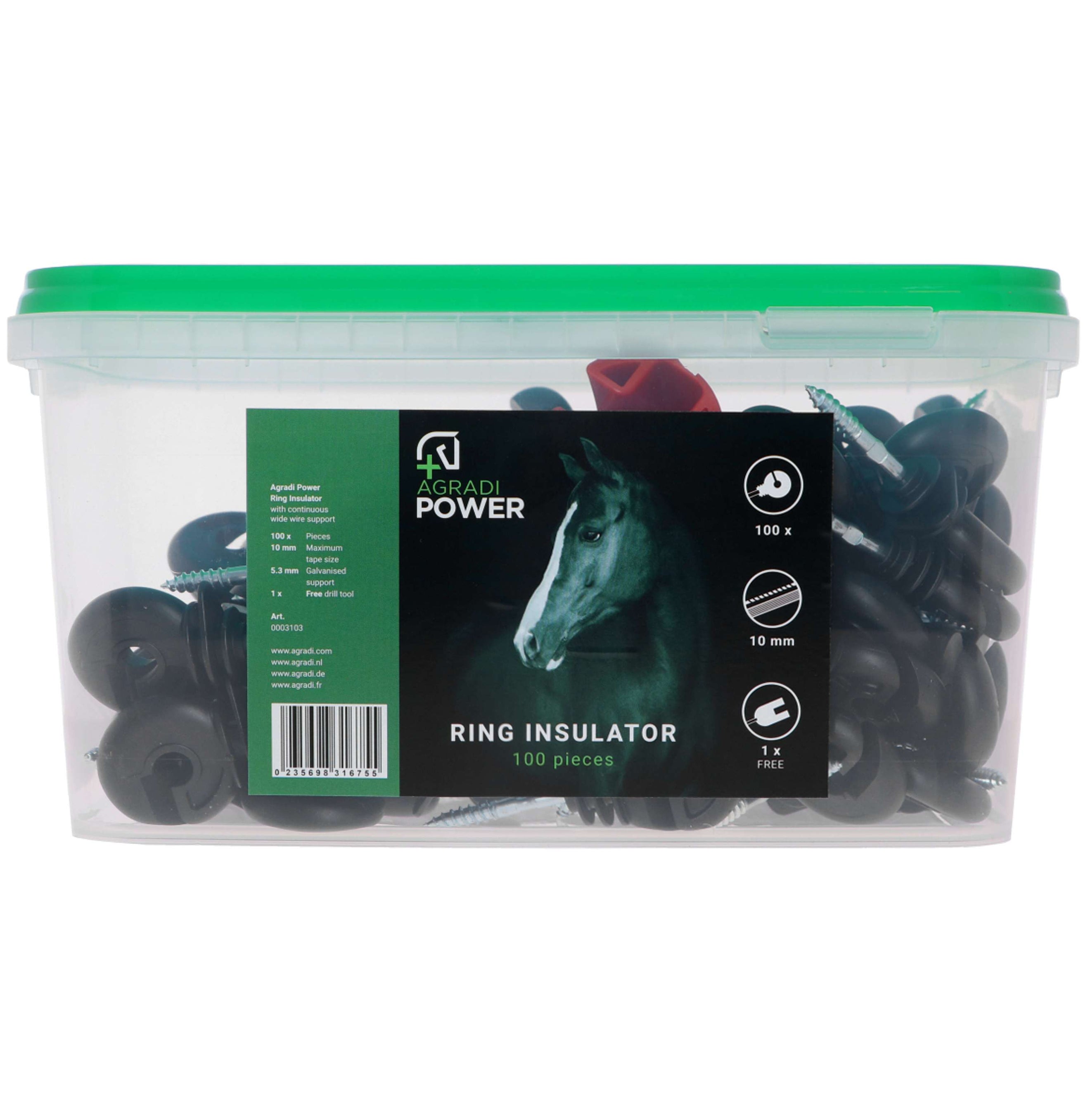 Agradi Power Ringisolatoren en un Cubo Accesorio de Taladro 100 piezas Negro