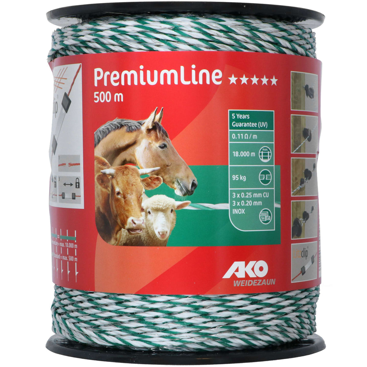 Ako Alambre para Cercas Premiumline Blanco/Verde