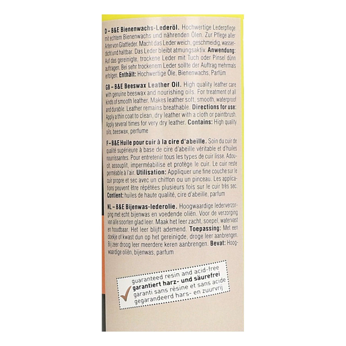 Bense & Eicke Aceite para Cuero con Cera de Abeja