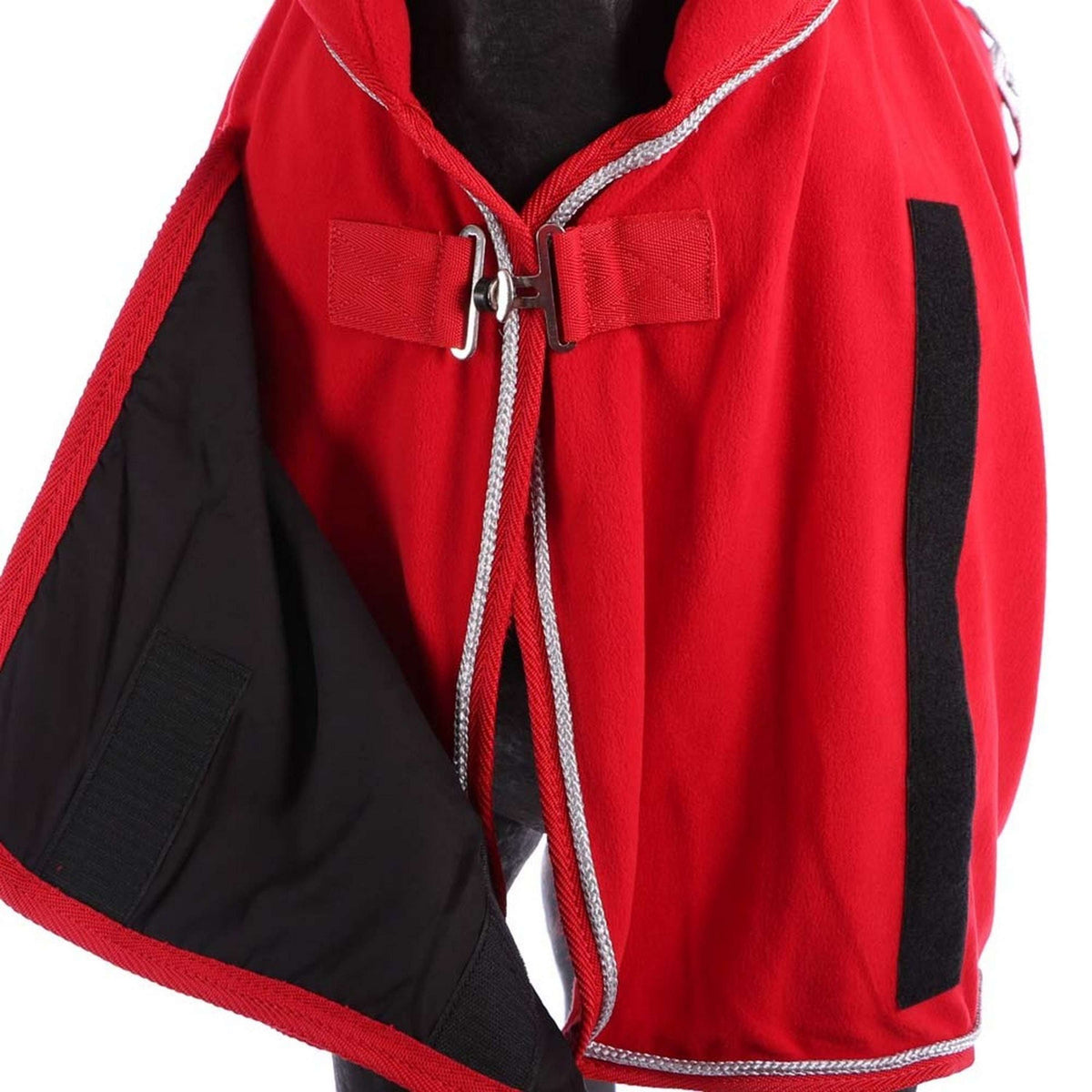 HKM Manta de Forro Polar con Cuello Rojo