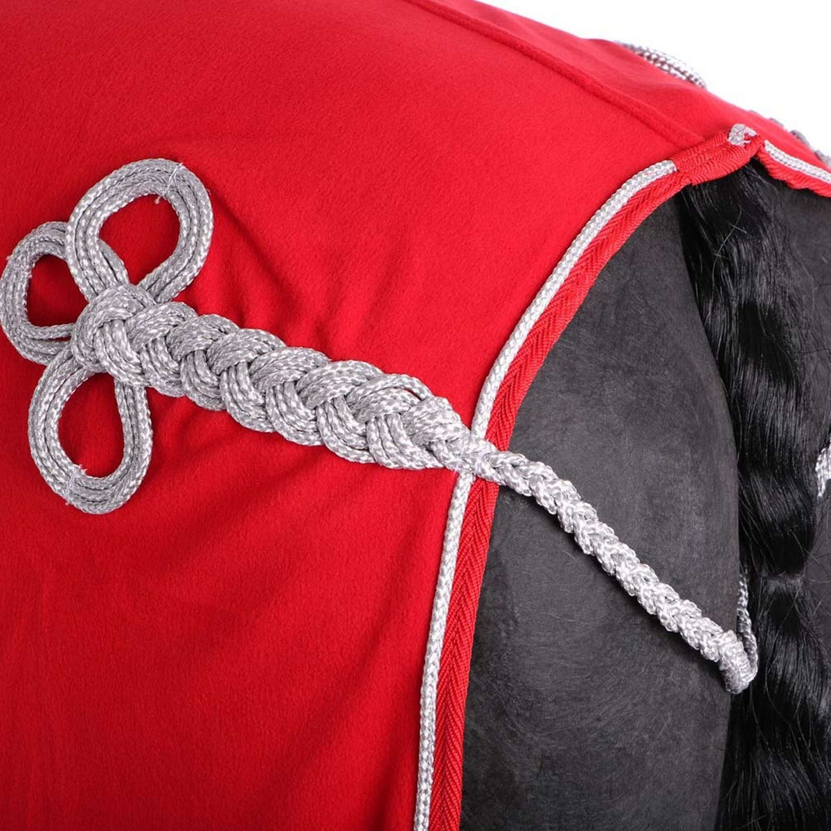 HKM Manta de Forro Polar con Cuello Rojo
