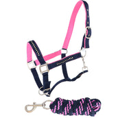 HKM Cabezada + Cuerda Crystal For Spanish: Forro Suave Azul<>Rosa