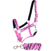 HKM Cabezada + Cuerda Crystal For Spanish: Forro Suave Rosa/Azul oscuro