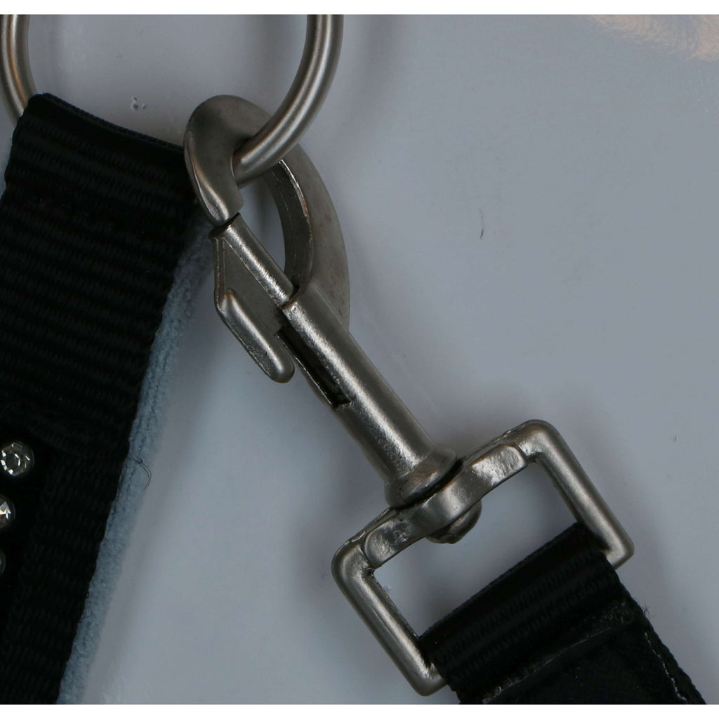 HKM Juego de Cabestro Crystal Forro Suave Negro Gris