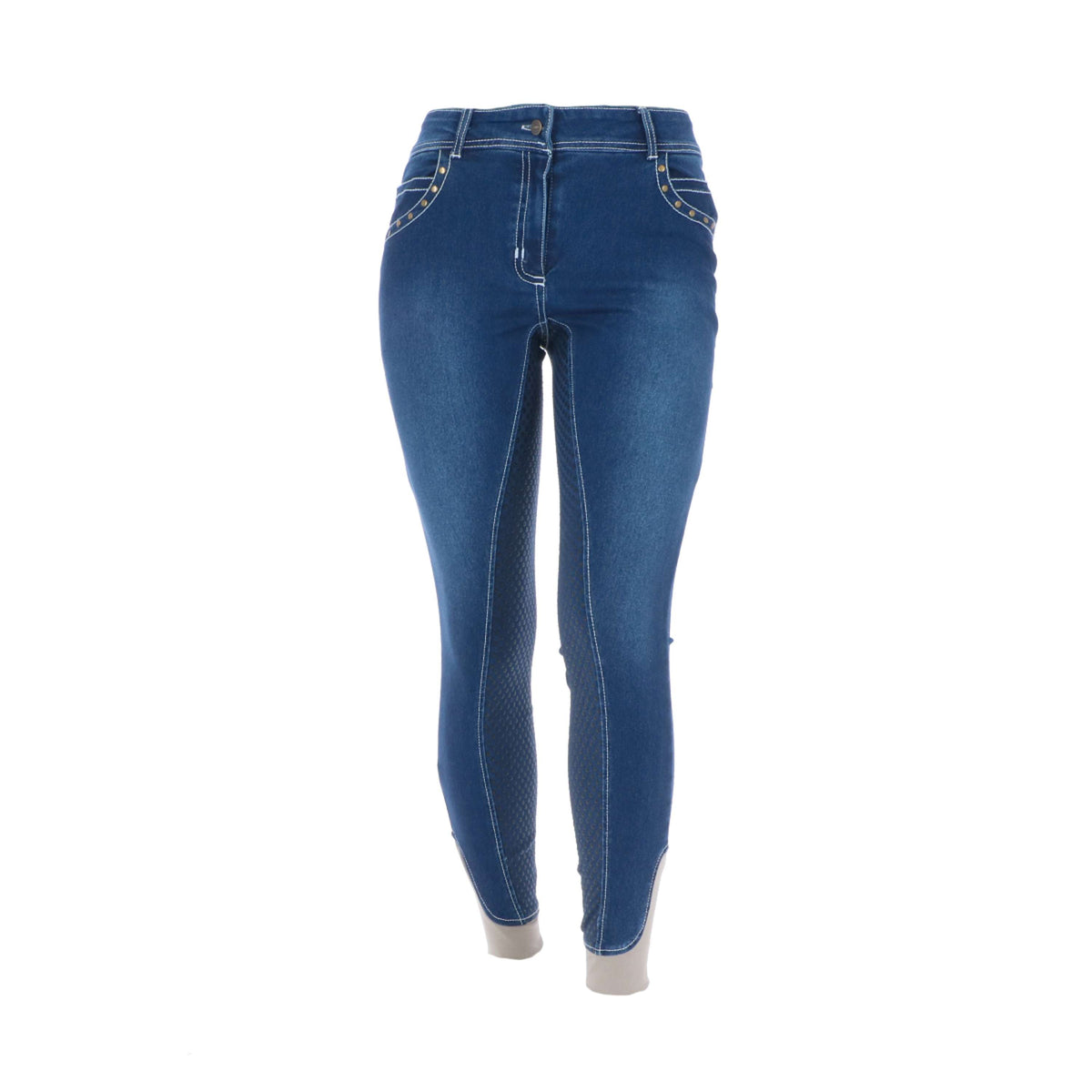 HKM Pantalón de Equitación Pasadena Summer Denim Asiento de Silicona Jeans azul