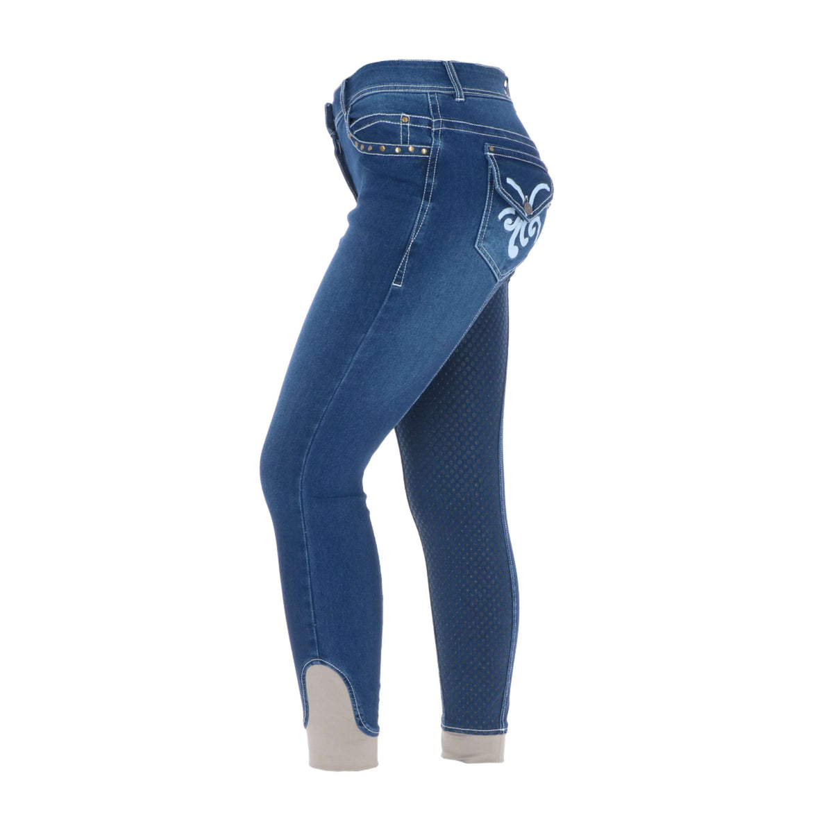 HKM Pantalón de Equitación Pasadena Summer Denim Asiento de Silicona Jeans azul