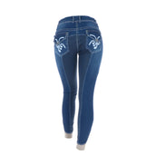 HKM Pantalón de Equitación Pasadena Summer Denim Asiento de Silicona Jeans azul