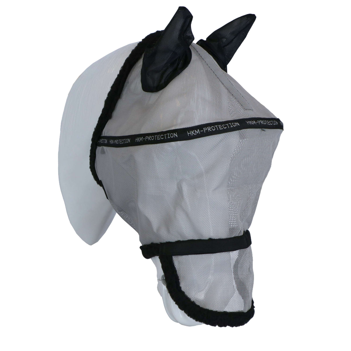 HKM Máscara para Moscas con Protección Nasal Desmontable Plata/Negro