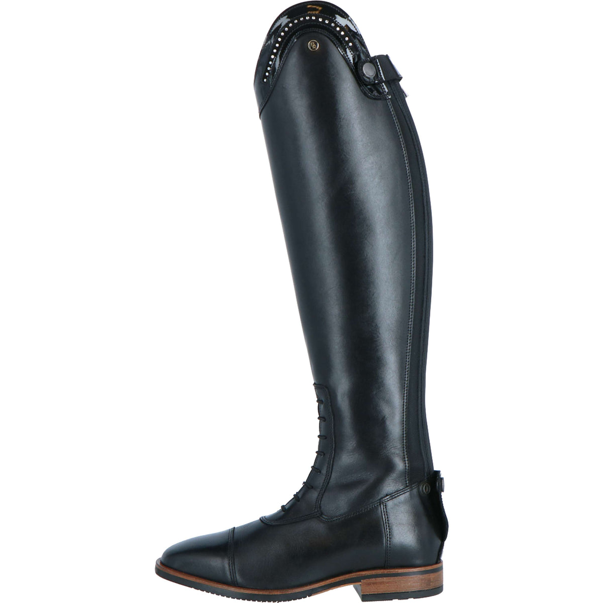 BR Botas de Equitación Venetia con Barniz Eje Ancho Negro