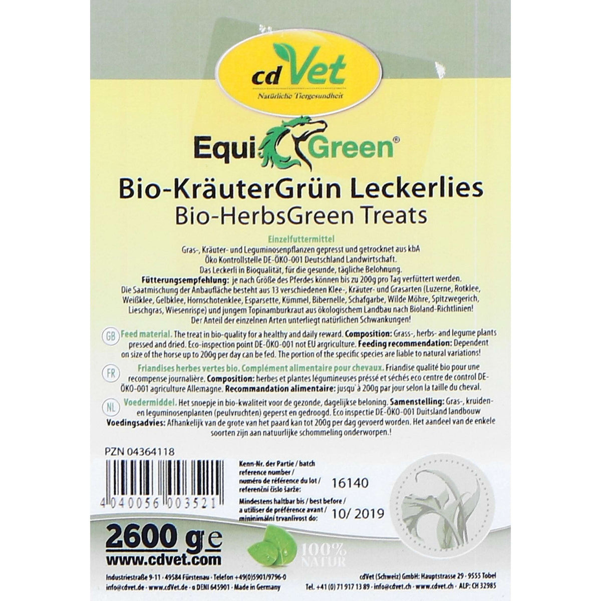 cdVet EquiGreen Bio-Golosinas de Hierbas Verdes