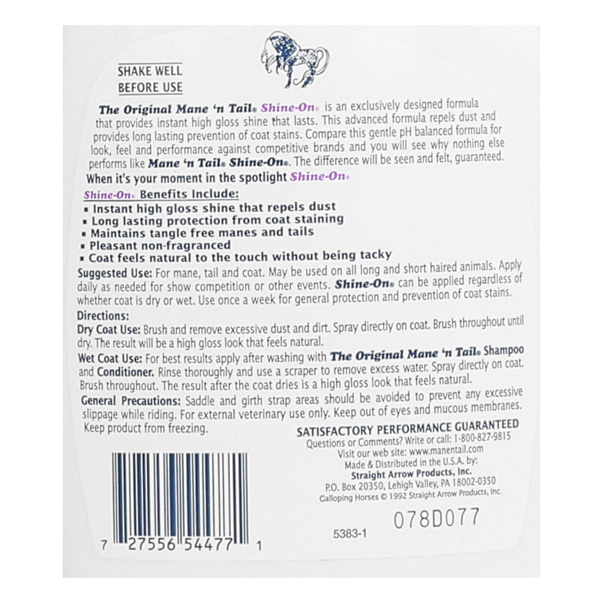 Mane 'n Tail Shine On con Pulverizador