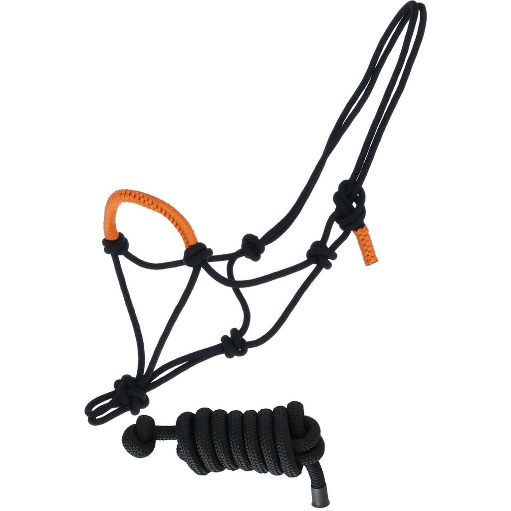 Norton Set de cabestro y ramal Fun Colour Ethologisch Negro/Naranja neón