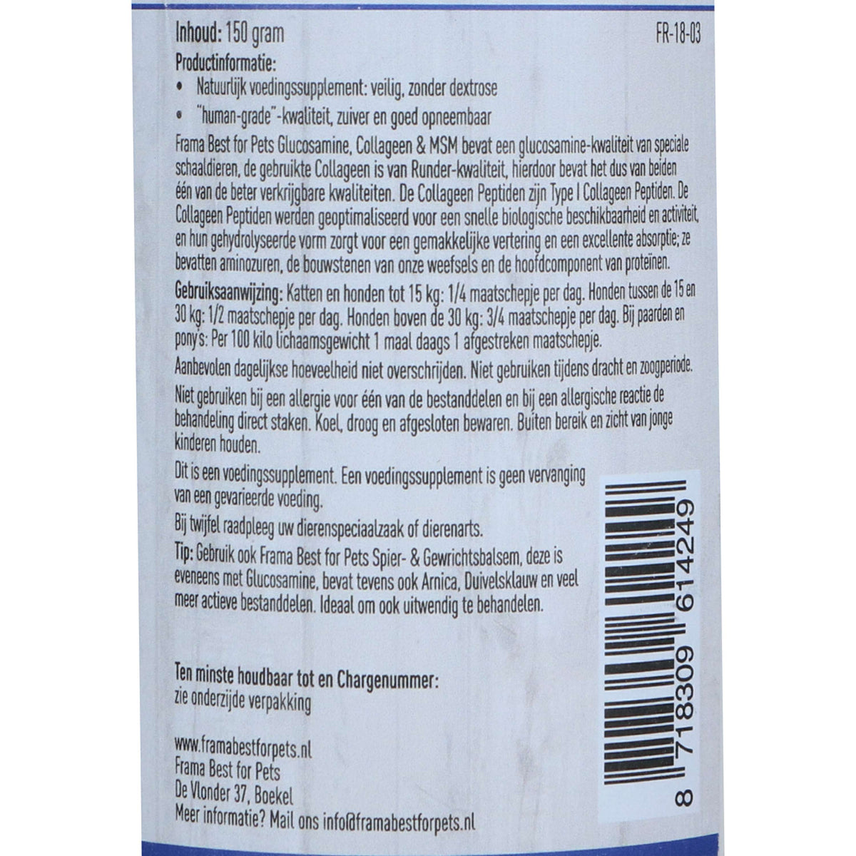 Frama Best For Pets Glucosamina y Colágeno