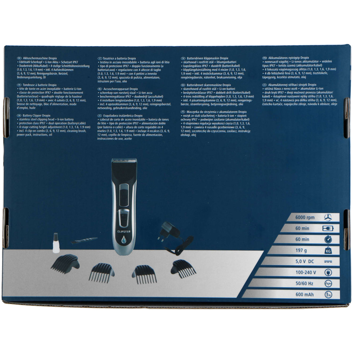 Clipster Cortapelos a Batería Plata/Negro