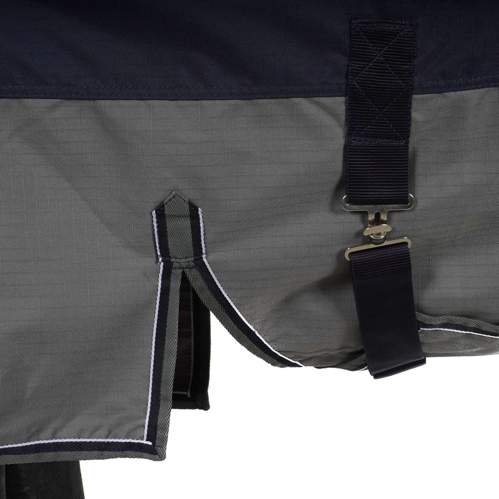 EQUITHÈME Turnout Rug Tyrex con solapa abdominal 600D 0g Marino/Gris Puntos