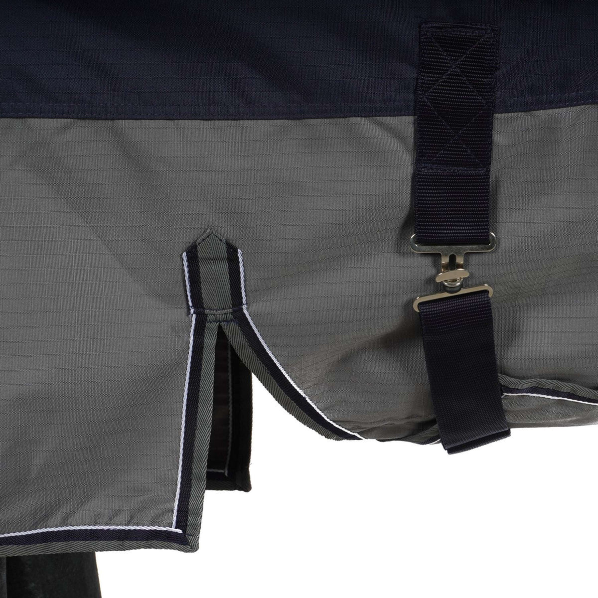 EQUITHÈME Turnout Rug Tyrex con solapa abdominal 600D 0g Marino/Gris Puntos