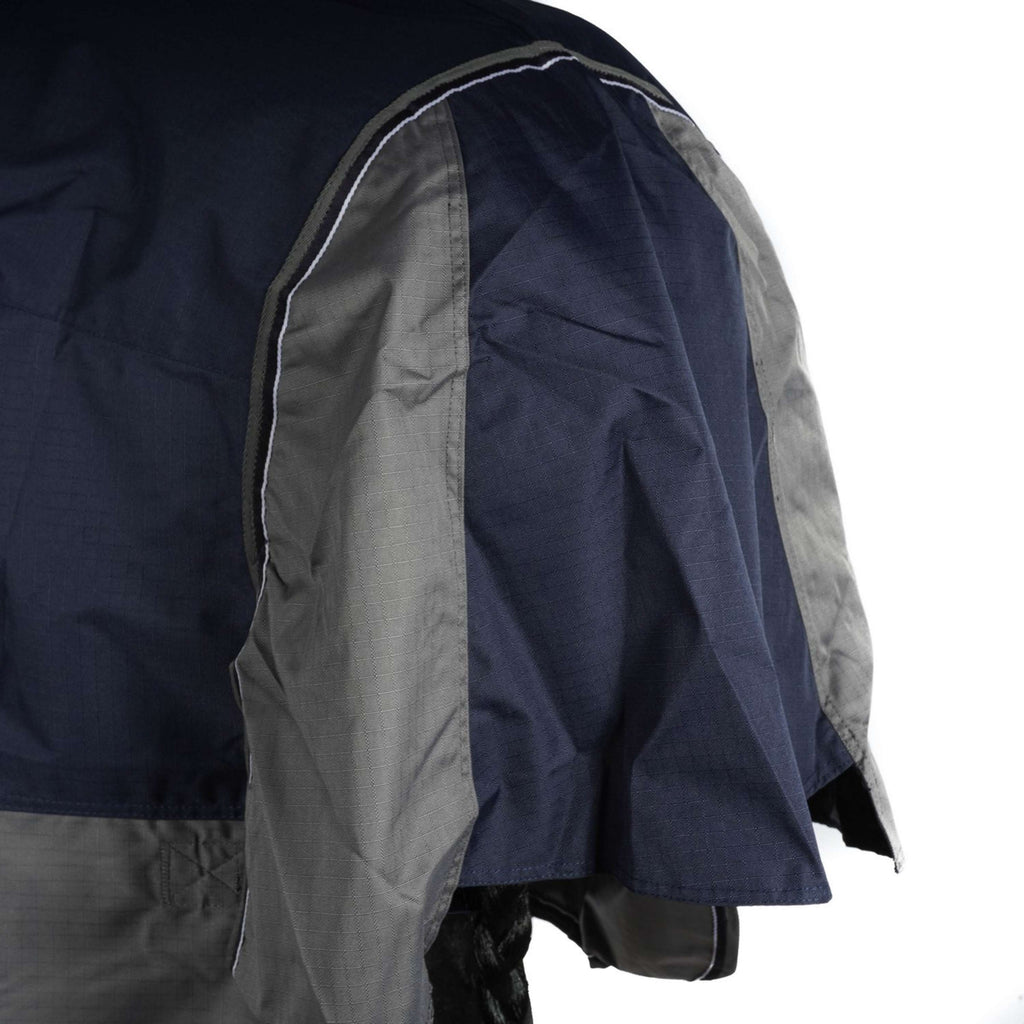 EQUITHÈME Turnout Rug Tyrex con solapa abdominal 600D 0g Marino/Gris Puntos