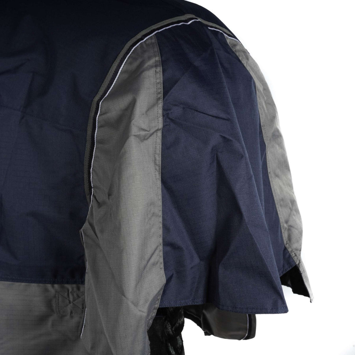 EQUITHÈME Turnout Rug Tyrex con faldón abdominal 600D 300g Marino/Gris Puntos